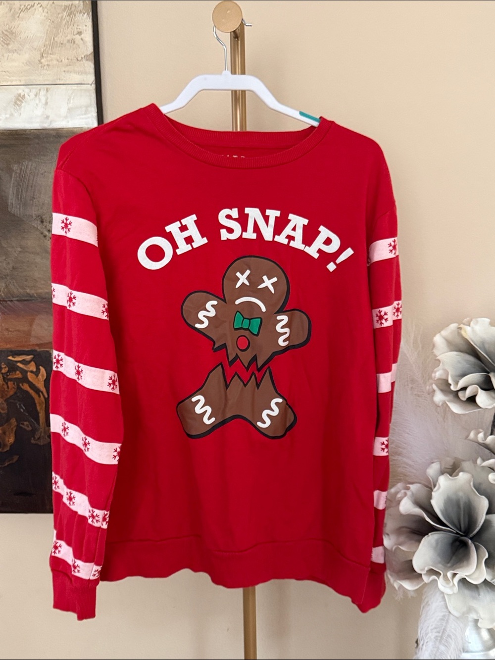 Source Unknown Red 'Oh Snap!' Gingerbread Crewneck Sweater